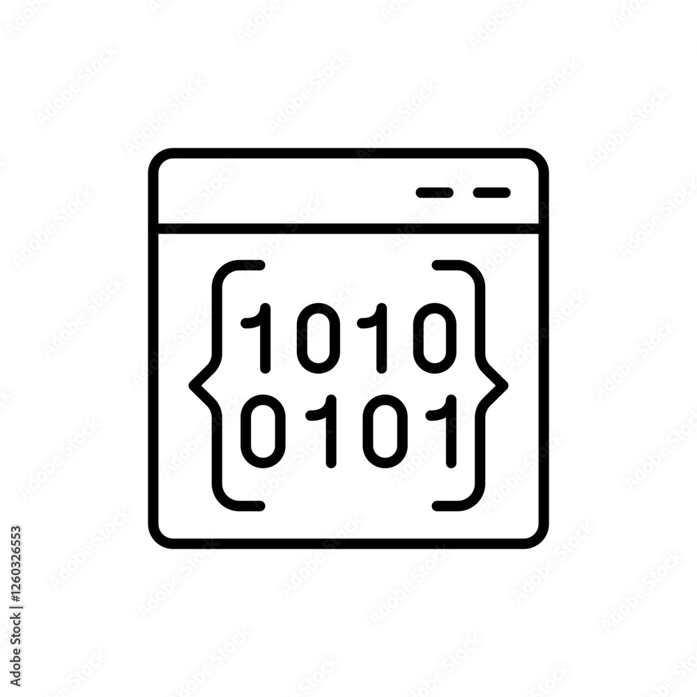 Online binary code outline icons, minimalist vector illustration ,simple transparent graphic element .Isolated on white background Online binary code outline icons, minimalist vector illustration ,simple transparent graphic element .Isolated on white background