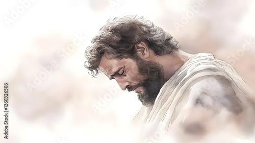 Bible Leviticus , Solemn Mourning Biblical Grief Reflected in Watercolor