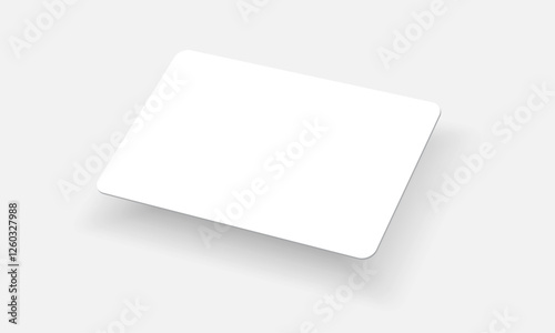 Premium White Business Card Mockup with Shadow. Versatile Gift Card and RFID Keycard Template for Hotels, Apartments, and ID Solutions. Vector Branding Design.