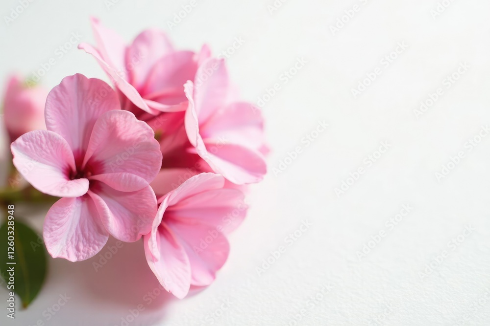 Delicate pink flowers blooming in clusters on a white background, flora, flowers, blooming Delicate pink flowers blooming in clusters on a white background, flora, flowers, blooming