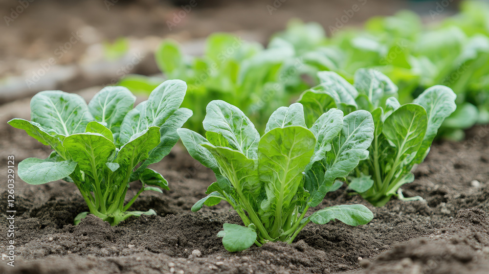 Fresh spinach plants sprouting in a garden Fresh spinach plants sprouting in a garden