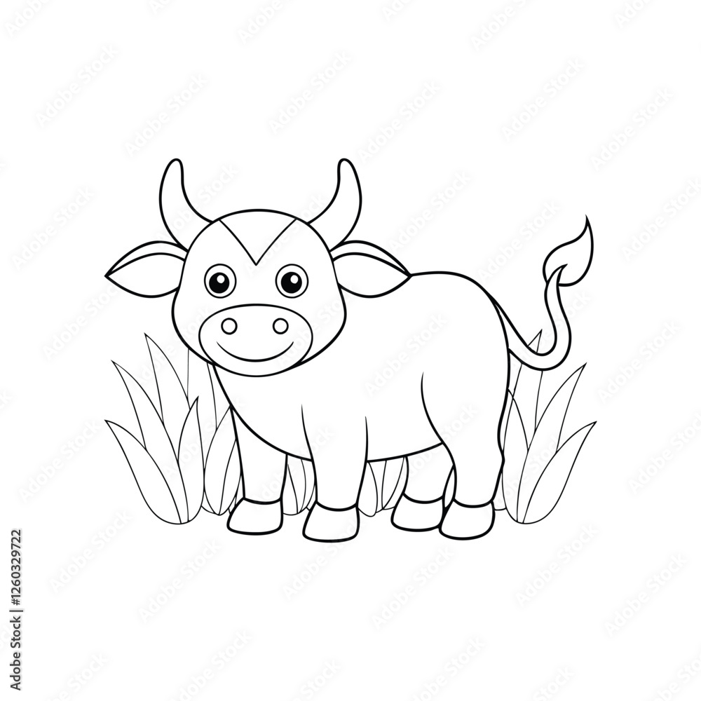 Naklejka premium Happy cow standing in a field vector art
