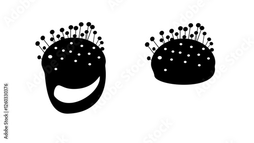 Pincushion symbol, black isolated silhouette