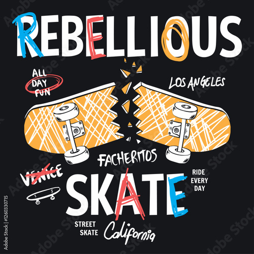 skate con rayones coloridos rebellious 