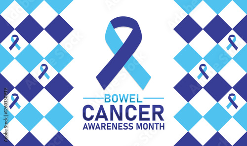 Bowel Cancer Awareness Month wallpaper with shapes and typography, banner, card, poster, template. Bowel Cancer Awareness Month, background