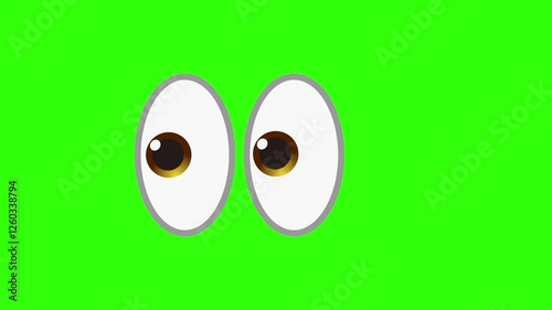 Oval shape eyeball emoticon animation on green screen