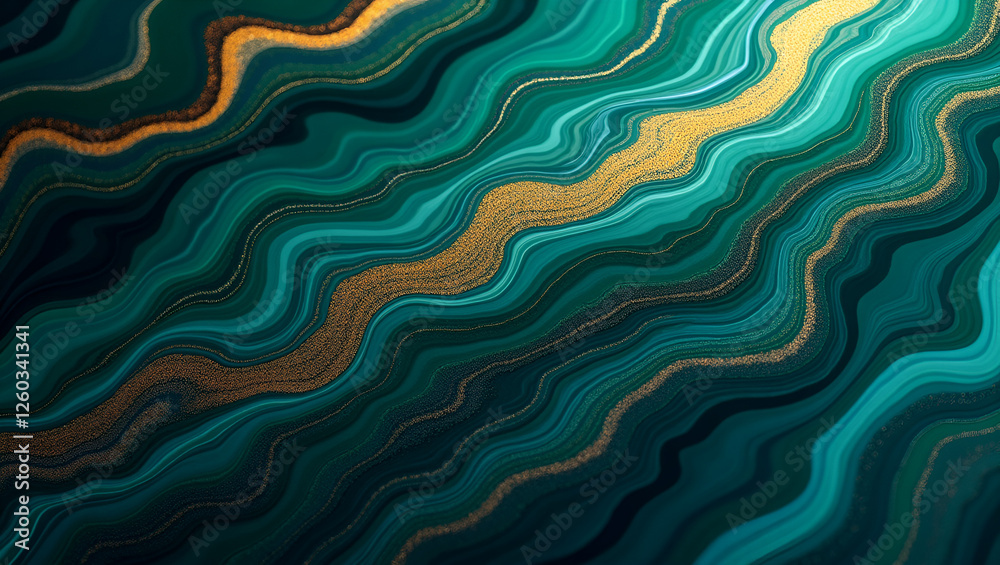 Fototapeta premium Luxurious Green and Gold Marble Texture – Elegant Abstract Art Background.