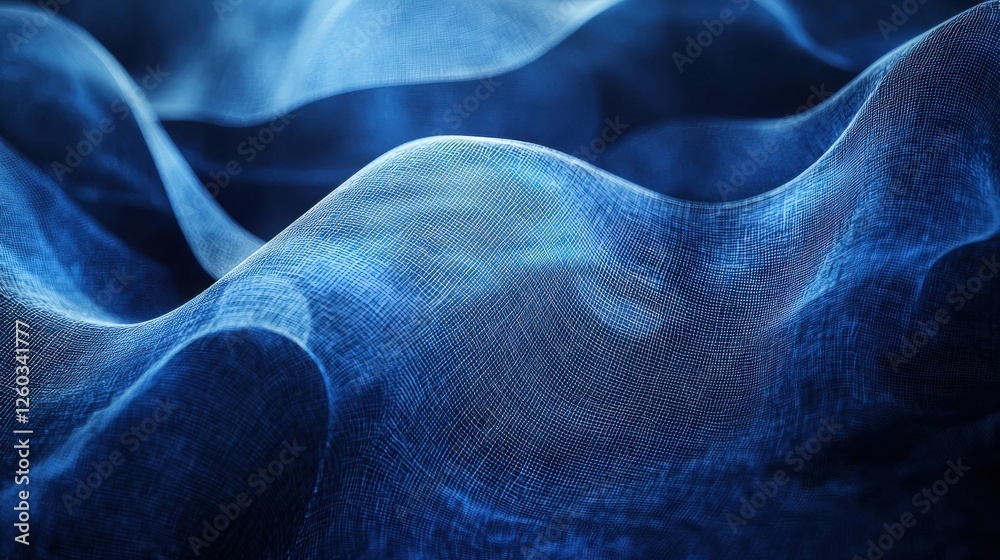 Obraz premium Abstract wave pattern design on a blue background with flowing curves and lines for creative use