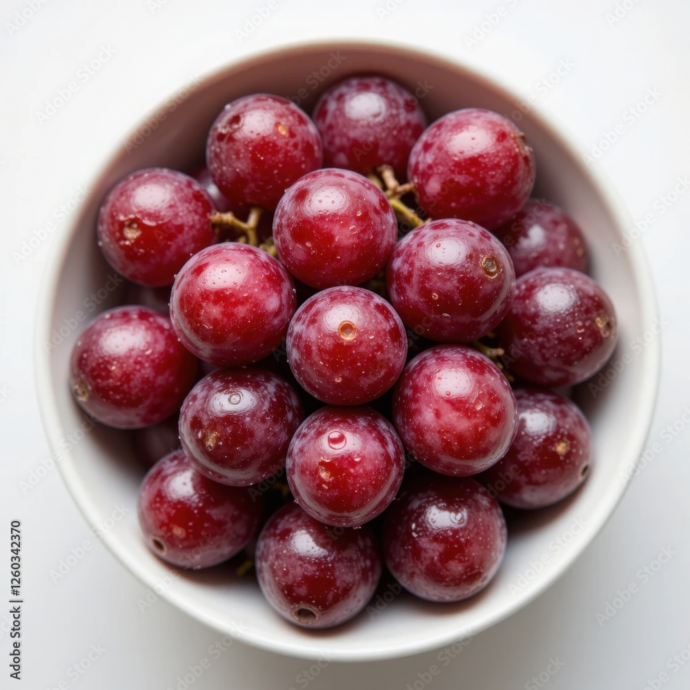 Bowl of Fresh Red Grapes, Juicy and Sweet Fruit with Natural Shine Bowl of Fresh Red Grapes, Juicy and Sweet Fruit with Natural Shine