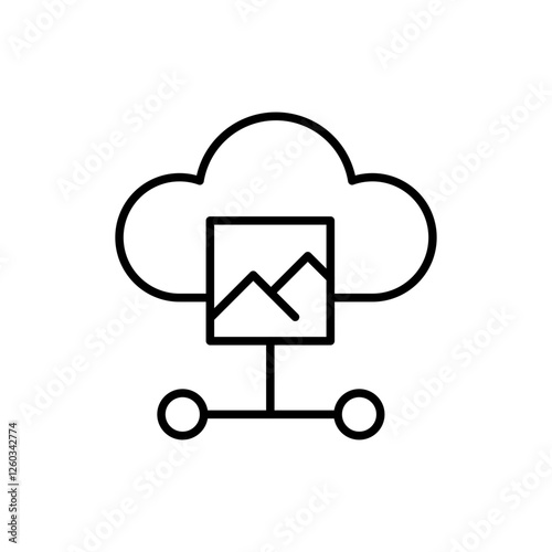 Cloud storage outline icons, minimalist vector illustration ,simple transparent graphic element .Isolated on white background