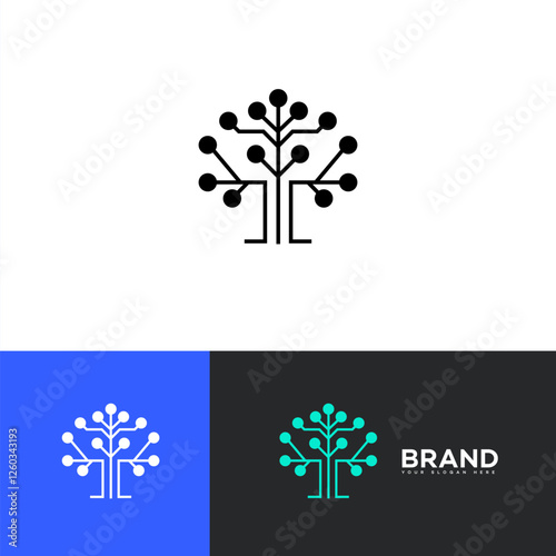 Tech Tree Logo Design Circuitry, Network, Growth, Digital, Branding