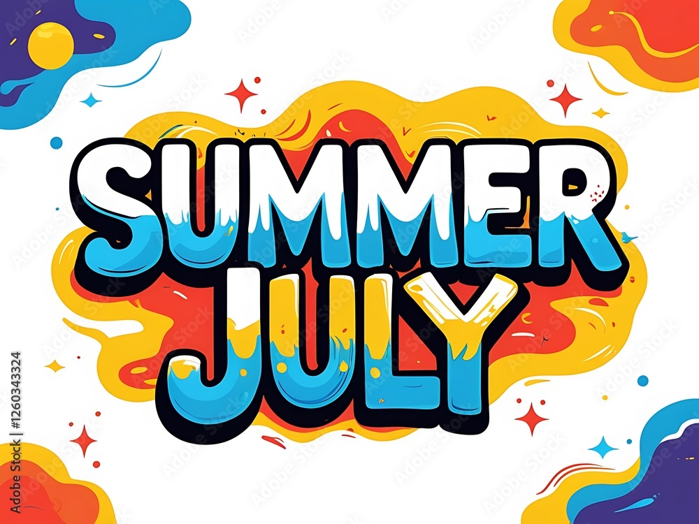 Summer July Colorful Artistic Text Design Summer July Colorful Artistic Text Design