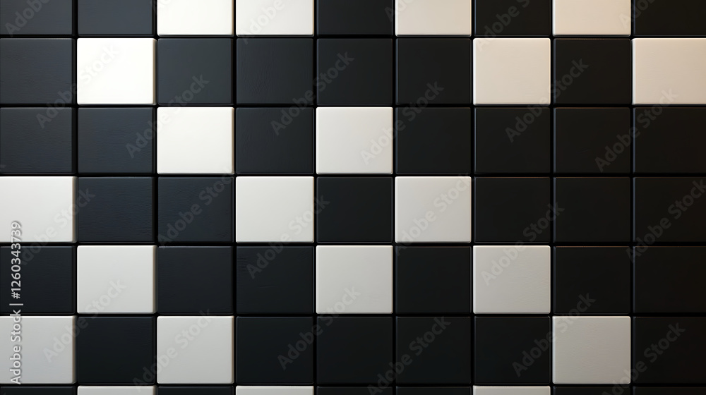 A black and white checkered wall with white squares. generated using AI