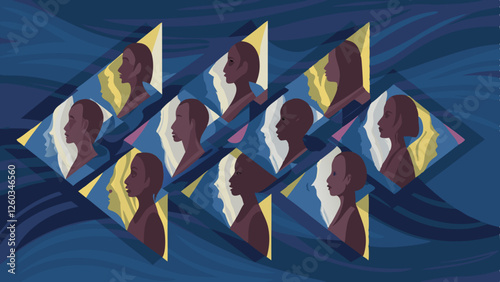 International Women's Day. Illustration with women different nationalities and cultures.