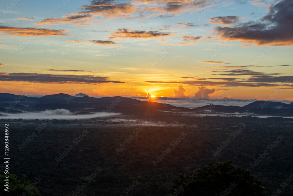 Fototapeta premium Sunrise from Sigiriya Rock in Sri lanka