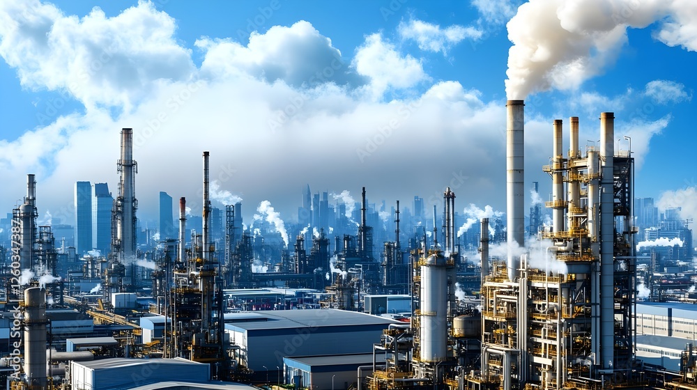 Fototapeta premium Industrial Refinery Plant Cityscape - Industrial Landscapes: The ph.