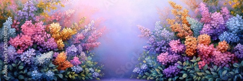 Wallpaper Mural Vibrant floral landscape enchanted garden nature photography dreamlike atmosphere wide angle fantasy scenery Torontodigital.ca