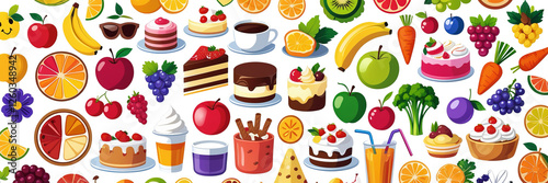 Vibrant Emoji Food Pattern – Playful & Colorful Digital Art