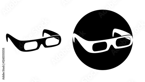 3d glasses symbol, black isolated silhouette