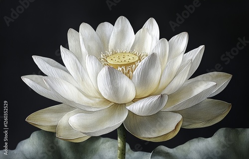 Elegant white lotus flower in watercolor style 