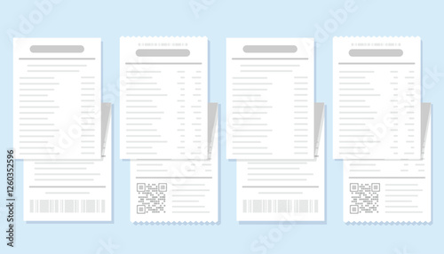 Paper payment receipt bill folding set.