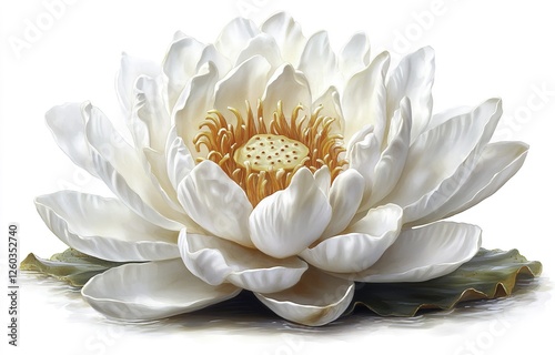 Elegant white lotus flower in watercolor style 