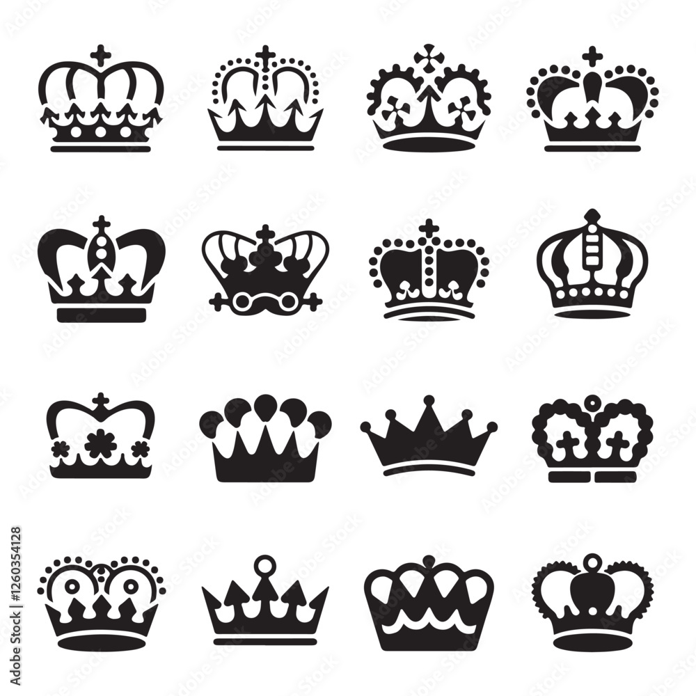 Crown vector set. Crown vector set.