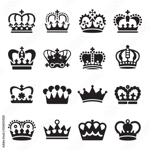 Crown vector set.