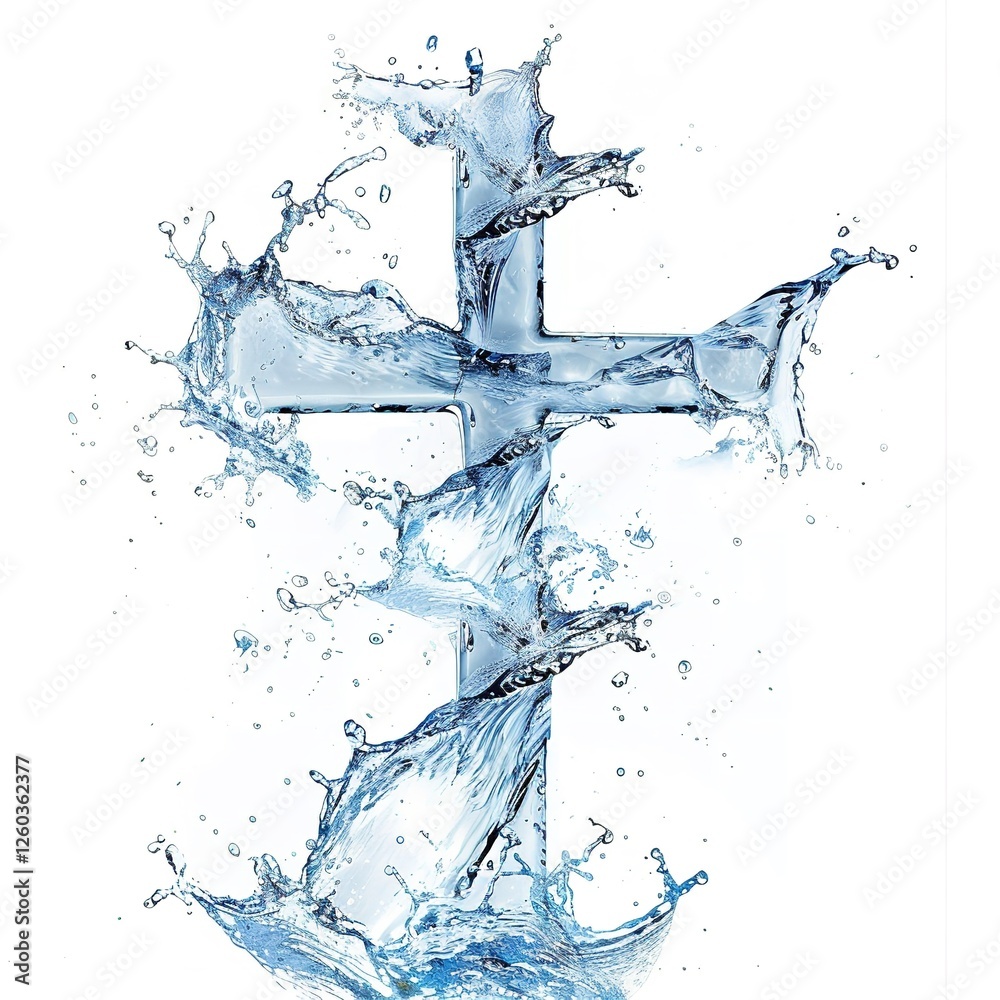 Water Cross Symbol Spiritual Purity Design Abstract Blue Liquid Cross Christian Faith Religion Holy Water Baptism Divine Grace Spiritual Background Water Cross Symbol Spiritual Purity Design Abstract Blue Liquid Cross Christian Faith Religion Holy Water Baptism Divine Grace Spiritual Background