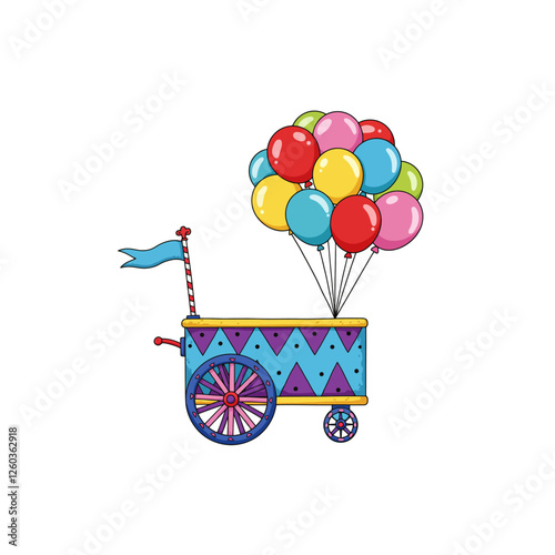 Colorful Balloon Cart Illustration for Celebrations and Fun Activities