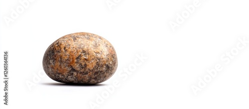 Isolated textured stone pebble with natural coloring on a white background for design or decorative purposes