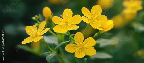 Vibrant yellow blossoms of Spartium junceum showcasing the beauty of Genista flowers in a natural setting. photo