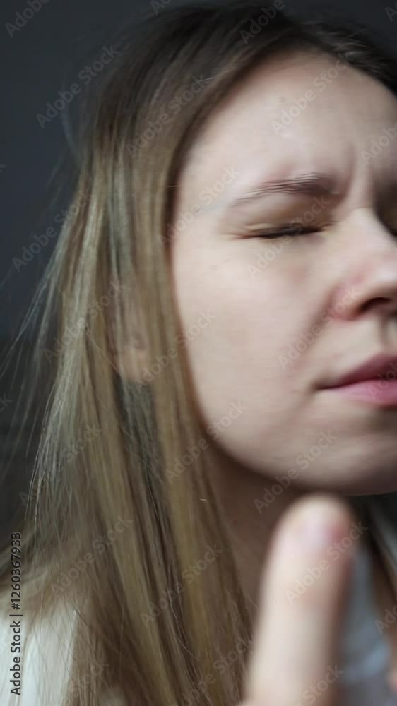 A young woman sprays a refreshing mist on her face, hydrating and revitalizing her skin. Another scene shows a woman washing her face with water as part of her skincare routine. The vertical video A young woman sprays a refreshing mist on her face, hydrating and revitalizing her skin. Another scene shows a woman washing her face with water as part of her skincare routine. The vertical video