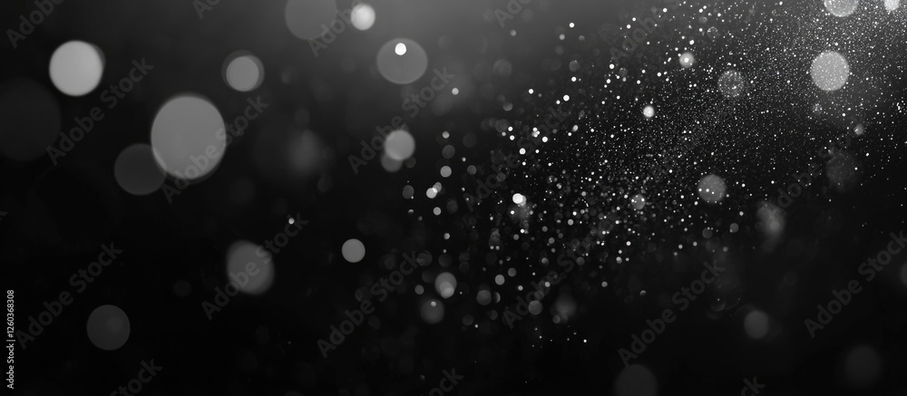 Obraz premium Silver Glittering Background with Black Bokeh Abstract for Elegant Christmas Celebrations and Holiday Designs