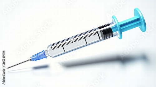 Isolated Syringe with Clear Liquid on White Background for Medical and Scientific Use photo