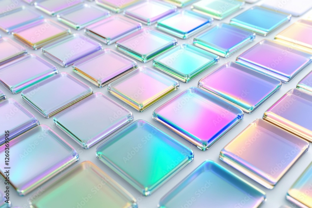 Abstract iridescent tiles with a glossy finish create a vibrant and colorful background ideal for artistic and modern design concepts highlighting iridescence Abstract iridescent tiles with a glossy finish create a vibrant and colorful background ideal for artistic and modern design concepts highlighting iridescence