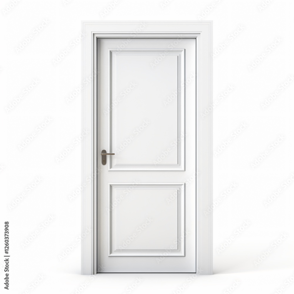 Minimalist White Door Isolated on Clean Background Minimalist White Door Isolated on Clean Background