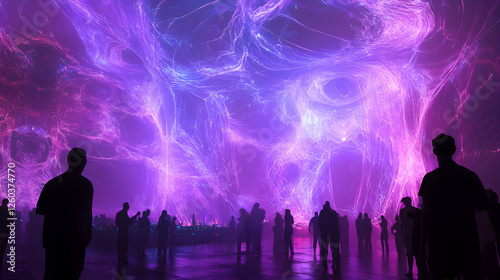 universe nightclub where DJs are multi-dimensional beings with shifting, translucent forms 