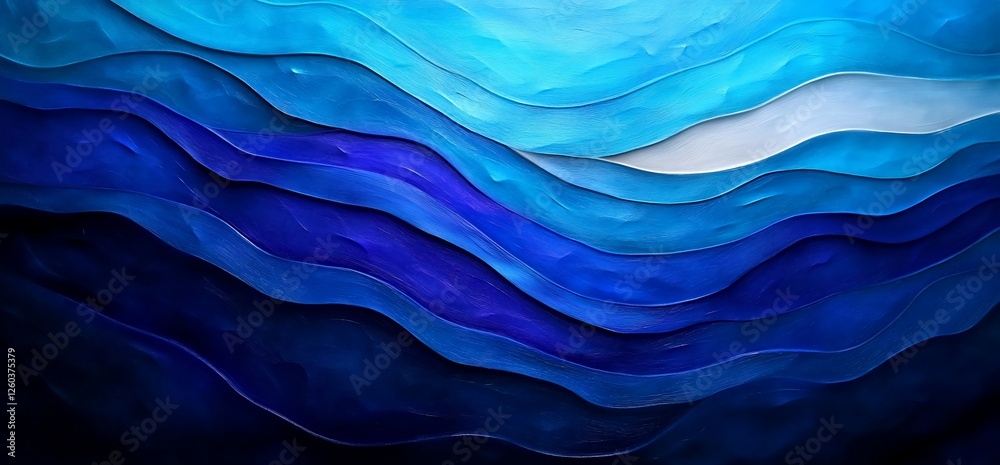 Obraz premium Harmonic blues, Abstract waves evoking depth and calming sensation