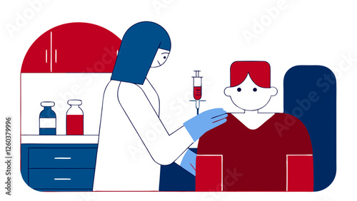 A doctor giving a vaccine or injection to a patient.