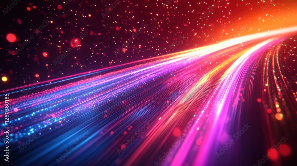 Naklejka premium Abstract light streaks in motion. Set against a dark gradient background. Emphasizing speed and energy. Ideal for tech and sci-fi themes.