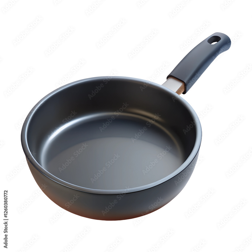 Black Frying pan. 3d rendering isolated on white background. Cartoon plastic style icon Black Frying pan. 3d rendering isolated on white background. Cartoon plastic style icon