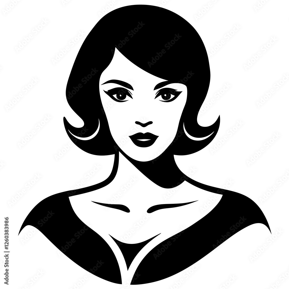 A stylized, black and white silhouette portrait of a beautiful woman in 1920s fashion., Elegant 1920s woman silhouette portrait. black silhouette vector, Simple silhouette Design vector icon, A stylized, black and white silhouette portrait of a beautiful woman in 1920s fashion., Elegant 1920s woman silhouette portrait. black silhouette vector, Simple silhouette Design vector icon,