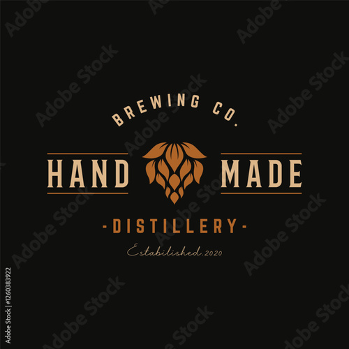 Vintage retro craft brewery logo template design.Logo for business , label , badge.