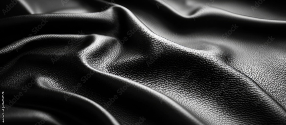 Fototapeta premium Black leather texture with intricate details showcasing softness and depth, perfect for backgrounds and design projects.