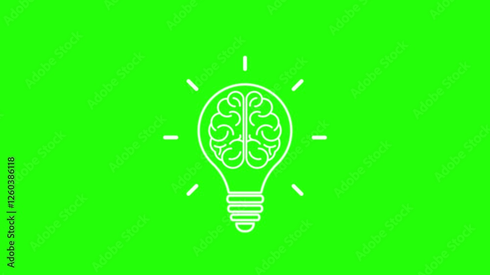 brain light bulb ai animated green screen croma bulb with brain and ai inside 4k looping brain light bulb ai animated green screen croma bulb with brain and ai inside 4k looping