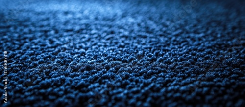 Close-up of a textured dark blue carpet showcasing a subtle gradient effect and intricate fiber details photo