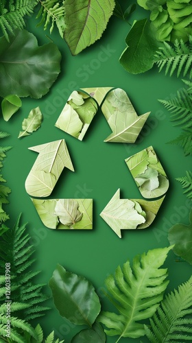 Wallpaper Mural Green sustainability concept recycle symbol formed by fresh leaves and lush greens on vibrant background Torontodigital.ca