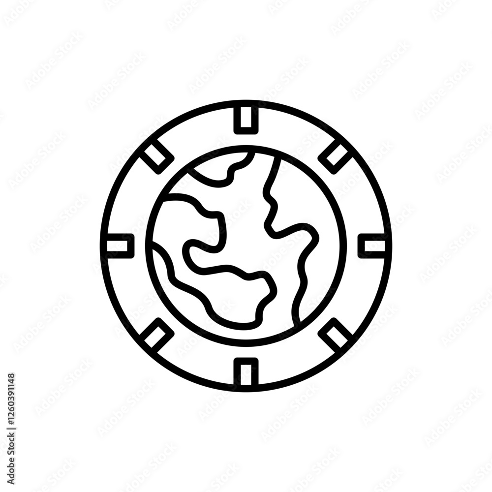 World time zone outline icons, minimalist vector illustration ,simple transparent graphic element .Isolated on white background