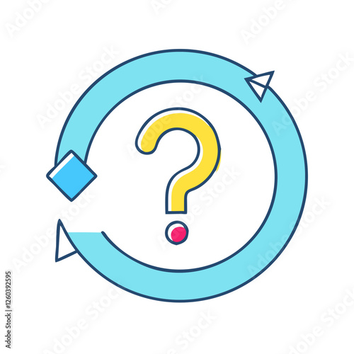 circular arrow with question mark revisit question icon, circular arrow with question mark revisit question vector, 